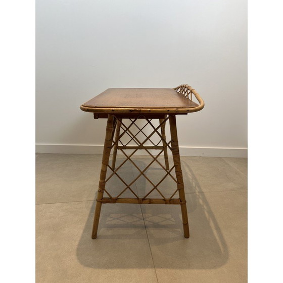 Image 1 of Schreibtisch aus Rattan von Louis Sognot, Frankreich 1950