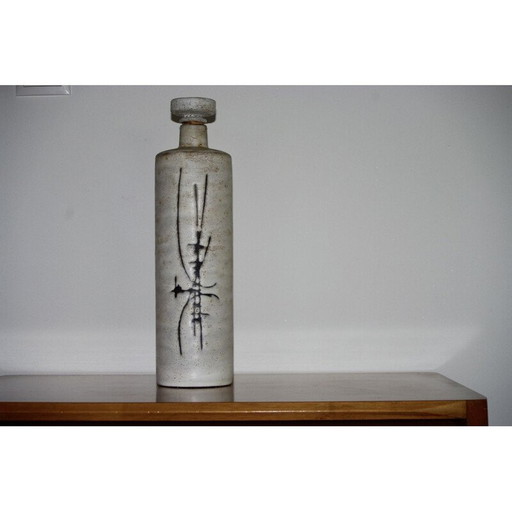 Flasche aus Keramik von Henri Cimal Vallauris, 1950