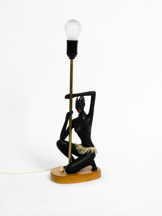 Image 1 of Sehr seltene Original Mid Century Keramik Figurativ Tischlampe von Cortendorf