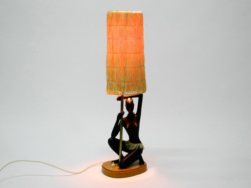 Sehr seltene Original Mid Century Keramik Figurativ Tischlampe von Cortendorf