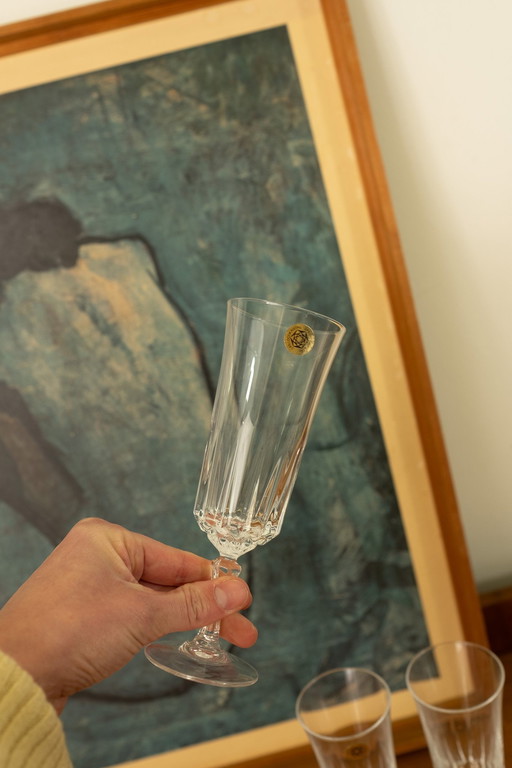 Satz von 4 Vintage Kristall Champagnerflöten