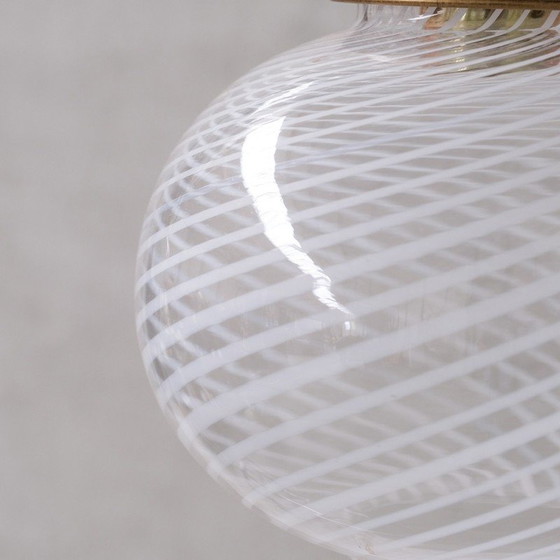 Image 1 of Hängeleuchten aus Glas und Messing, Italien 1960