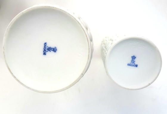 Image 1 of 4X Biskuitvasen mit Reptildekor von Kaiser, 1970er Jahre