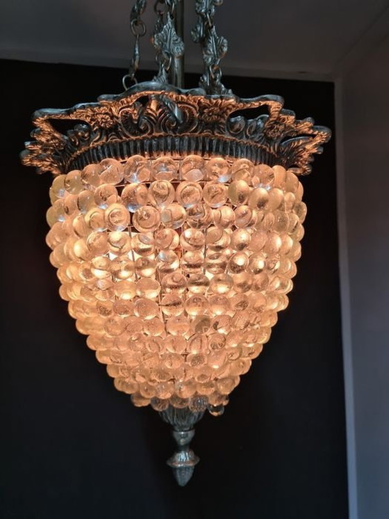 Image 1 of Decke Pendelleuchte, Mid Century Modern, Art Deco, Muranoglas, Kunstglas, Rebe, Hyper Vintage, Einzigartig