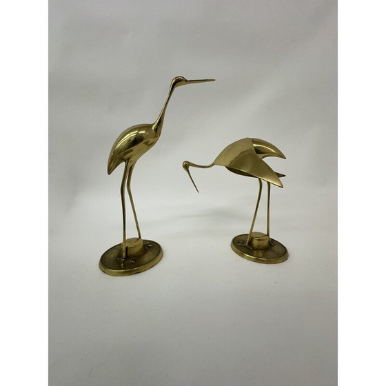 Image 1 of Paar Vögel aus vergoldetem Messing, 1970