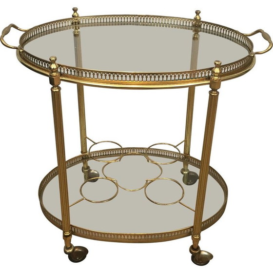 Image 1 of Vintage Rolling Table Oval Neoklassisch 1970