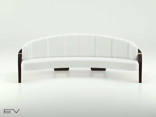 Komplettes Sofa Osiris Serie Altägyptische Meister entworfen Goldfolie Details und schwarz matt Massivholz Oberflächen