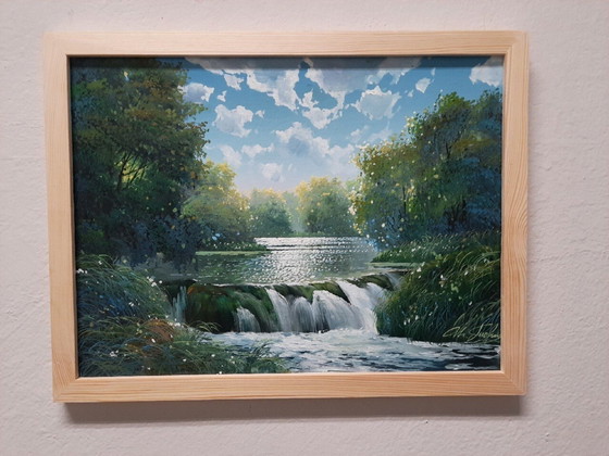 Ihor Tormin "Sonniger Tag an einem Wasserfall" – Gemälde & Zeichnungen, Mdf