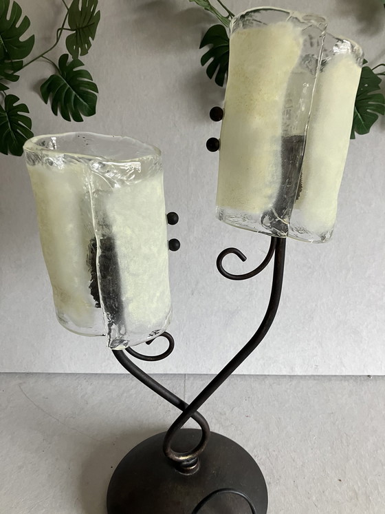 Image 1 of Muranoglas Vintage Tischlampe mit 2 Glasschirmen