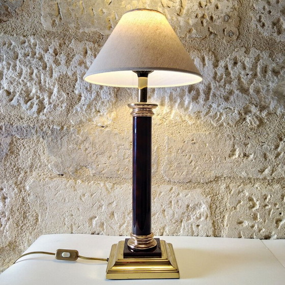 Image 1 of Vintage-Säulenlampe aus Messing und Plexiglas von Maison le Dauphin