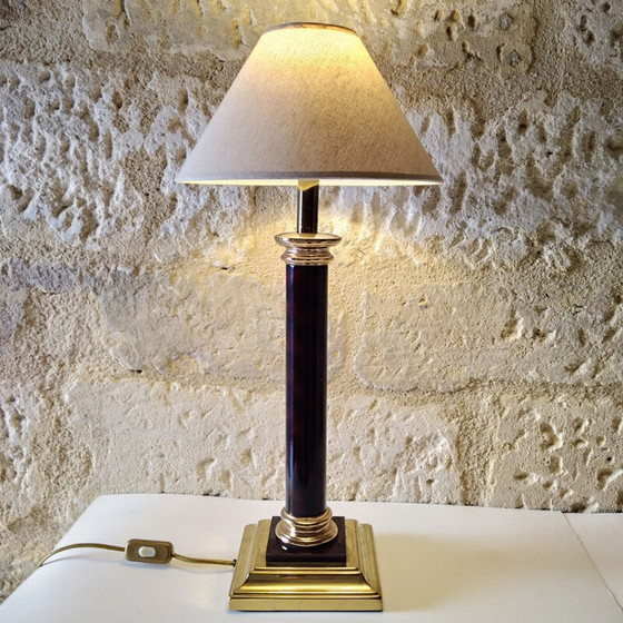 Image 1 of Vintage-Säulenlampe aus Messing und Plexiglas von Maison le Dauphin