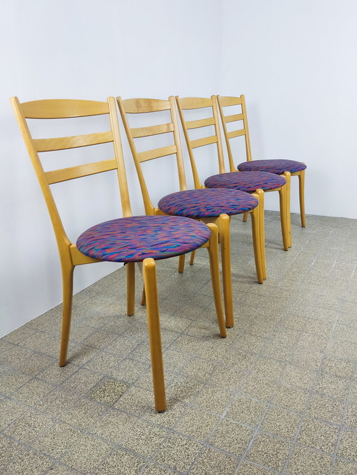 4x Esszimmerstühle im dänischen Vintage Design aus Holz