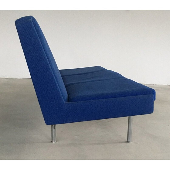 Image 1 of Vintage Airport Sofa in original blauem Stoff von Hans J. Wegner für A.P. Stolen 1960er Jahre