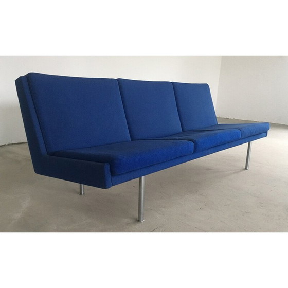 Image 1 of Vintage Airport Sofa in original blauem Stoff von Hans J. Wegner für A.P. Stolen 1960er Jahre