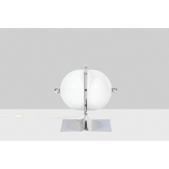 Image 1 of Vintage Tischlampe aus poliertem Metall und Opalin, 1970