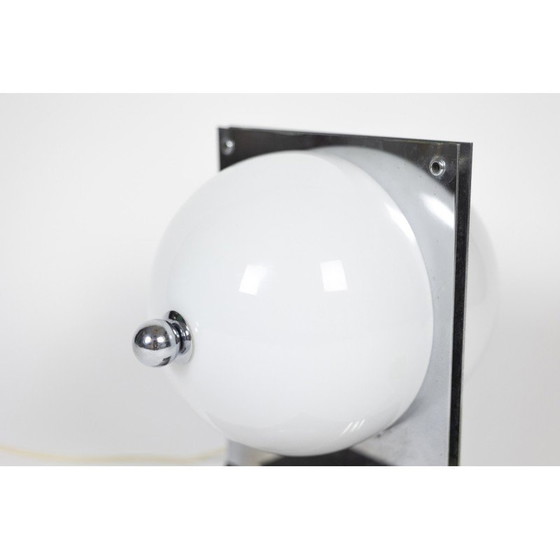Image 1 of Vintage Tischlampe aus poliertem Metall und Opalin, 1970