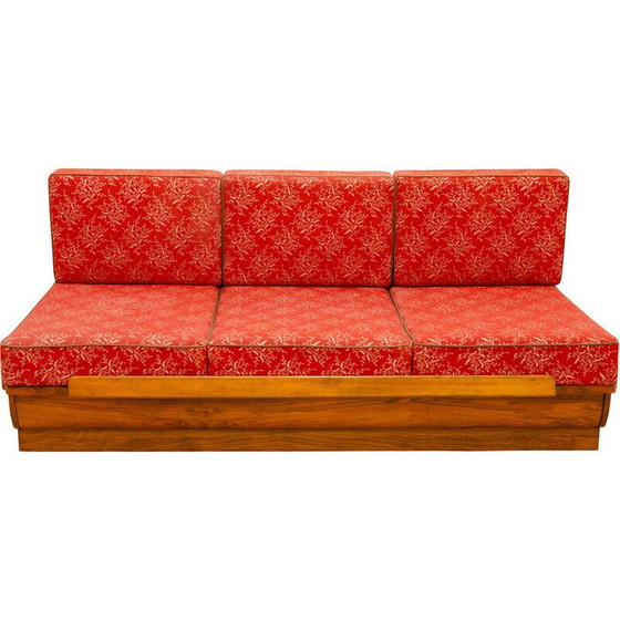 Image 1 of Vintage 3-Sitzer-Sofa aus nussbaumfurniertem Holz von Jindrich Halabala für Up Závody, Tschechoslowakei 1950