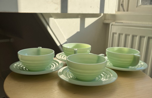 4x Berlage und Schwarz Design Tasse und Untertasse