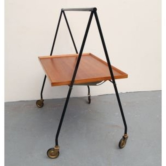 Image 1 of Skandinavischer Vintage-Tisch aus Teakholz und schwarzem Metall, 1960