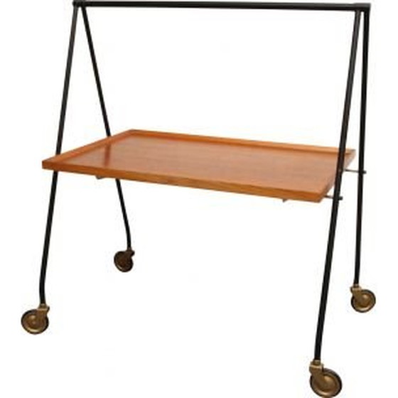 Image 1 of Skandinavischer Vintage-Tisch aus Teakholz und schwarzem Metall, 1960