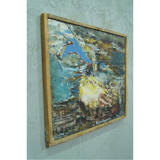 Image 1 of Abstraktes Ölgemälde von E. Lindberg, Schweden 1974