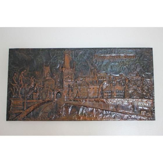 Image 1 of Vintage-Wandskulptur aus verkupfertem Metall, Tschechoslowakei 1972