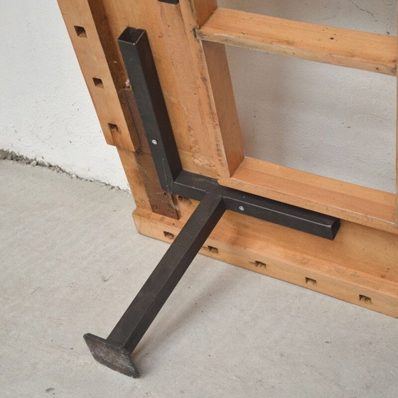 Image 1 of Vintage Couchtisch aus Massivholz und schwarzem Stahl