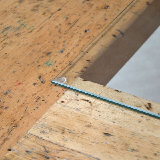 Image 1 of Vintage Couchtisch aus Massivholz und schwarzem Stahl