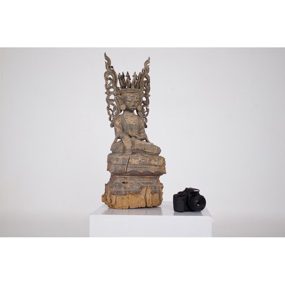 Image 1 of Rot und schwarz lackierte Buddha-Skulptur, Birma