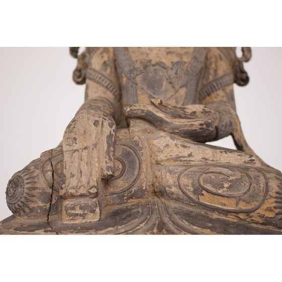 Image 1 of Rot und schwarz lackierte Buddha-Skulptur, Birma