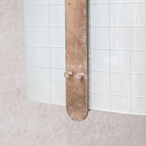 Vintage Messing und Glas Pendelleuchte, Italien 1970