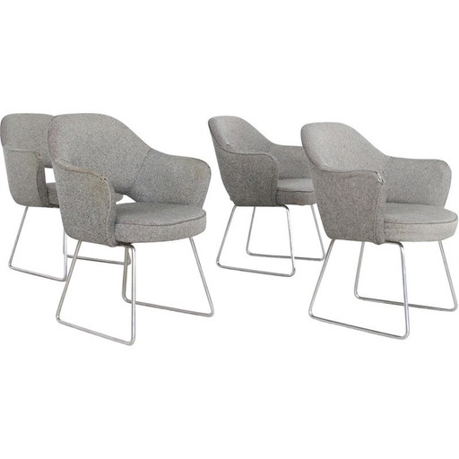 Satz von 4 Stühlen aus Stahl, Schaumstoff und Stoff von Eero Saarinen für Knoll International, 1960er Jahre