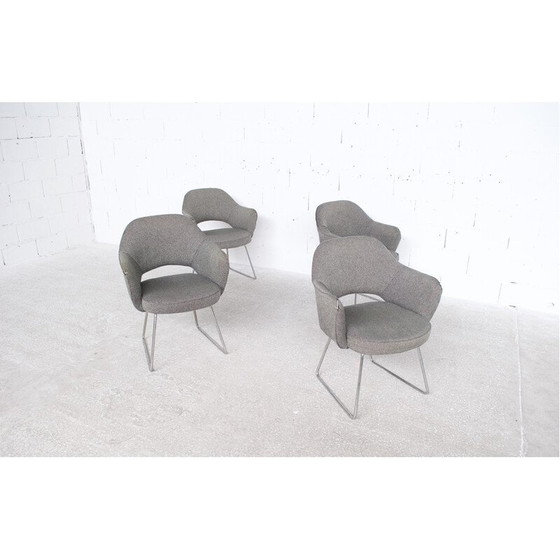 Image 1 of Satz von 4 Stühlen aus Stahl, Schaumstoff und Stoff von Eero Saarinen für Knoll International, 1960er Jahre