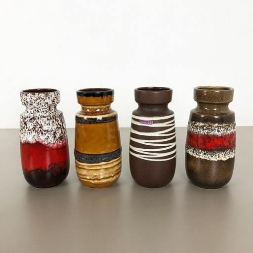 Satz von 4 Vintage-Keramikvasen für Scheurich, Deutschland 1970