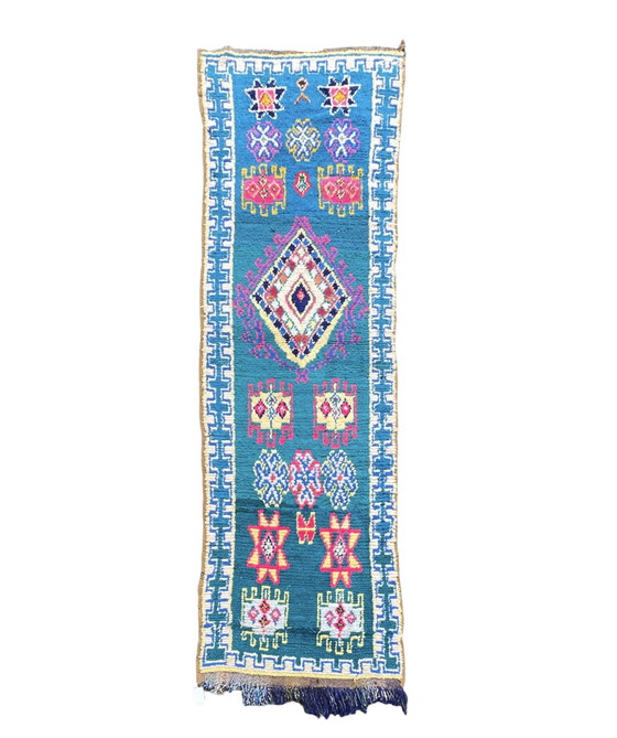 Image 1 of Blau wunderschöner marokkanischer Berber-Läuferteppich