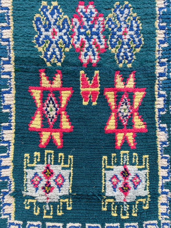 Image 1 of Blau wunderschöner marokkanischer Berber-Läuferteppich