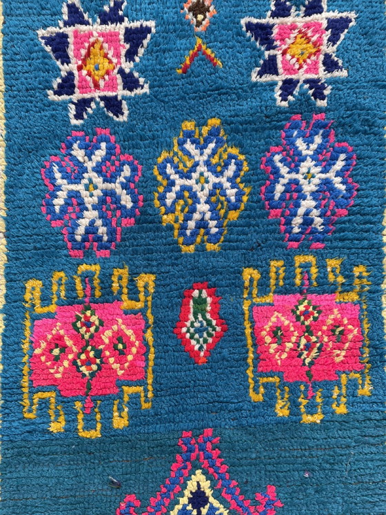 Image 1 of Blau wunderschöner marokkanischer Berber-Läuferteppich