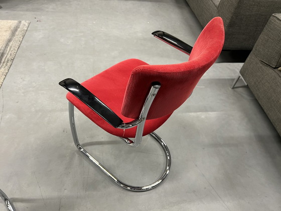 Image 1 of Gispen Today 1001 Esszimmerstuhl Rippe Stoff Rot