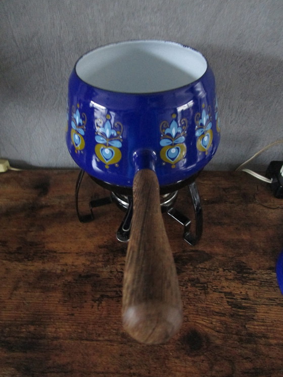 Image 1 of Vintage/Retro Fondue Pfannkuchen Set aus den schönen 1970er Jahren.