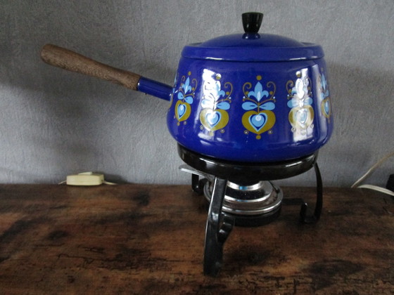 Image 1 of Vintage/Retro Fondue Pfannkuchen Set aus den schönen 1970er Jahren.