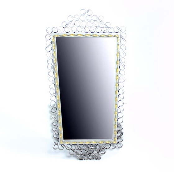 Image 1 of Vintage-Spiegel in handgefertigtem Metallrahmen, Tschechoslowakei 1950er Jahre