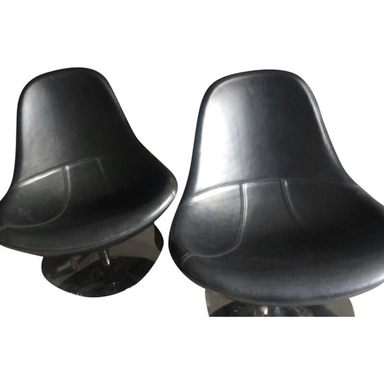 Image 1 of Ikea Tirup Sessel Schwarz Leder 1990