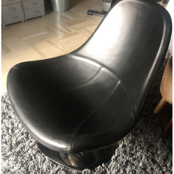 Image 1 of Ikea Tirup Sessel Schwarz Leder 1990