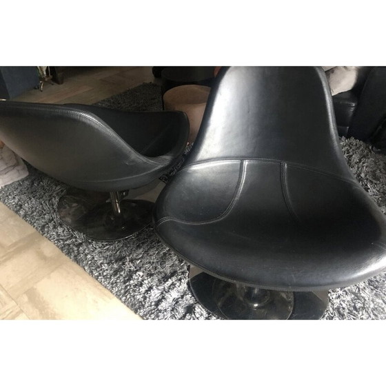 Image 1 of Ikea Tirup Sessel Schwarz Leder 1990
