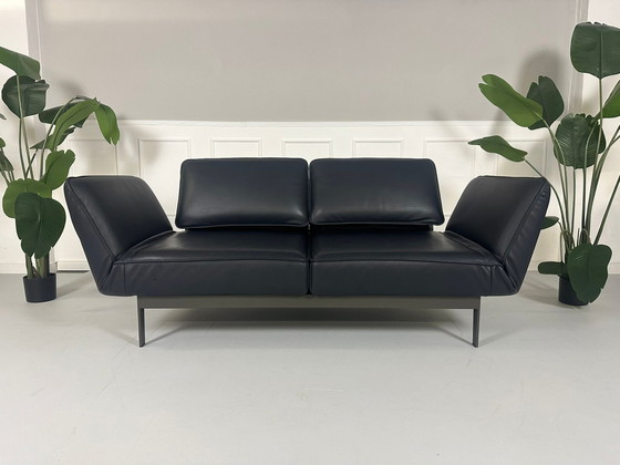 Image 1 of Rolf Benz Mera 386 Sofa Leder Blau Couch Ausstellungsstück