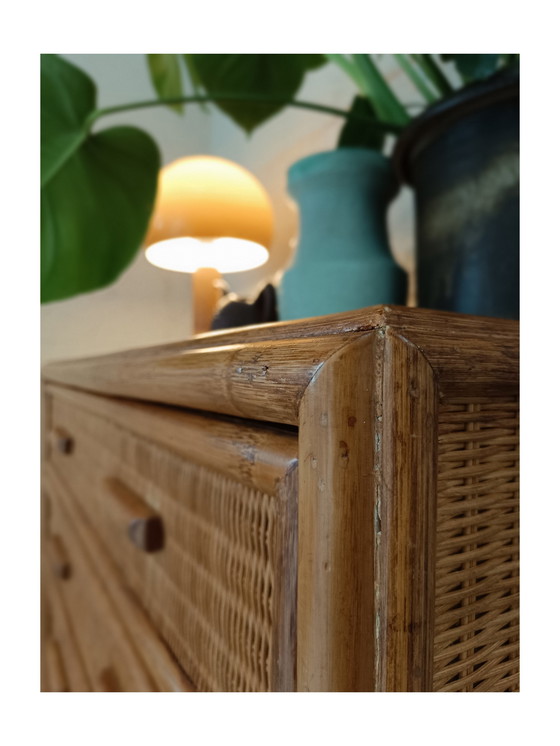 Image 1 of Vintage Rattan und Bambus Sideboard 1970'S