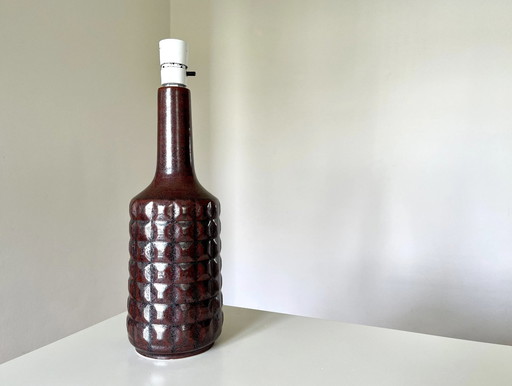 Große Désirée Stentøj Tischlampe Lampfot Steingut/Keramik, Dänische Vintage-Keramik, Handgefertigt 1970S, Relief, Struktur