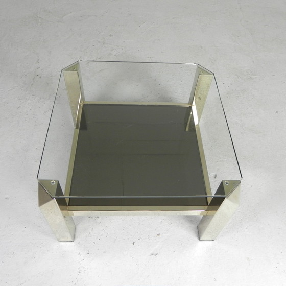 Image 1 of Belgo Chrom Couchtisch mit 2 Glasablagen, 1970er Jahre