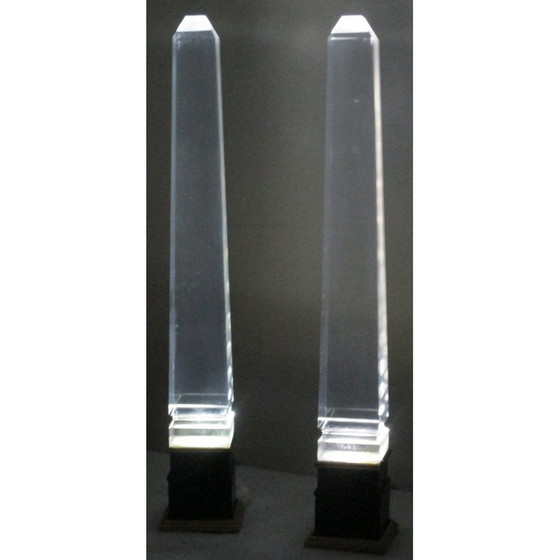 Image 1 of Paar leuchtende Plexiglaslampen von Romeo Circa , 1970