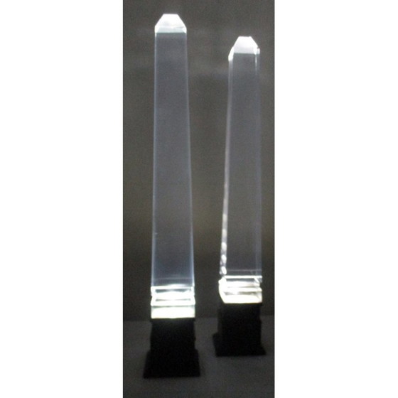 Image 1 of Paar leuchtende Plexiglaslampen von Romeo Circa , 1970